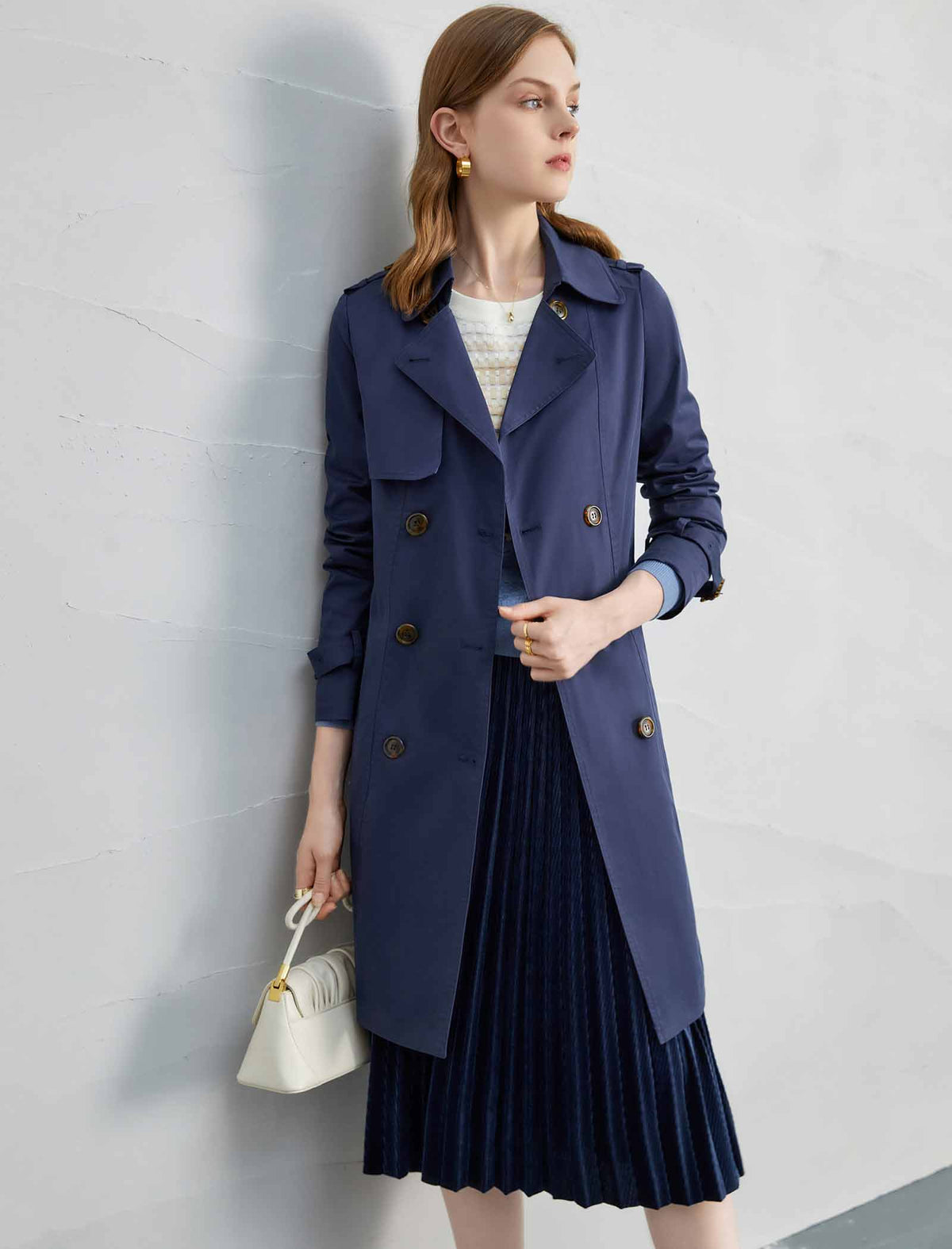 Solid Vintage Pleated A-Line Skirt