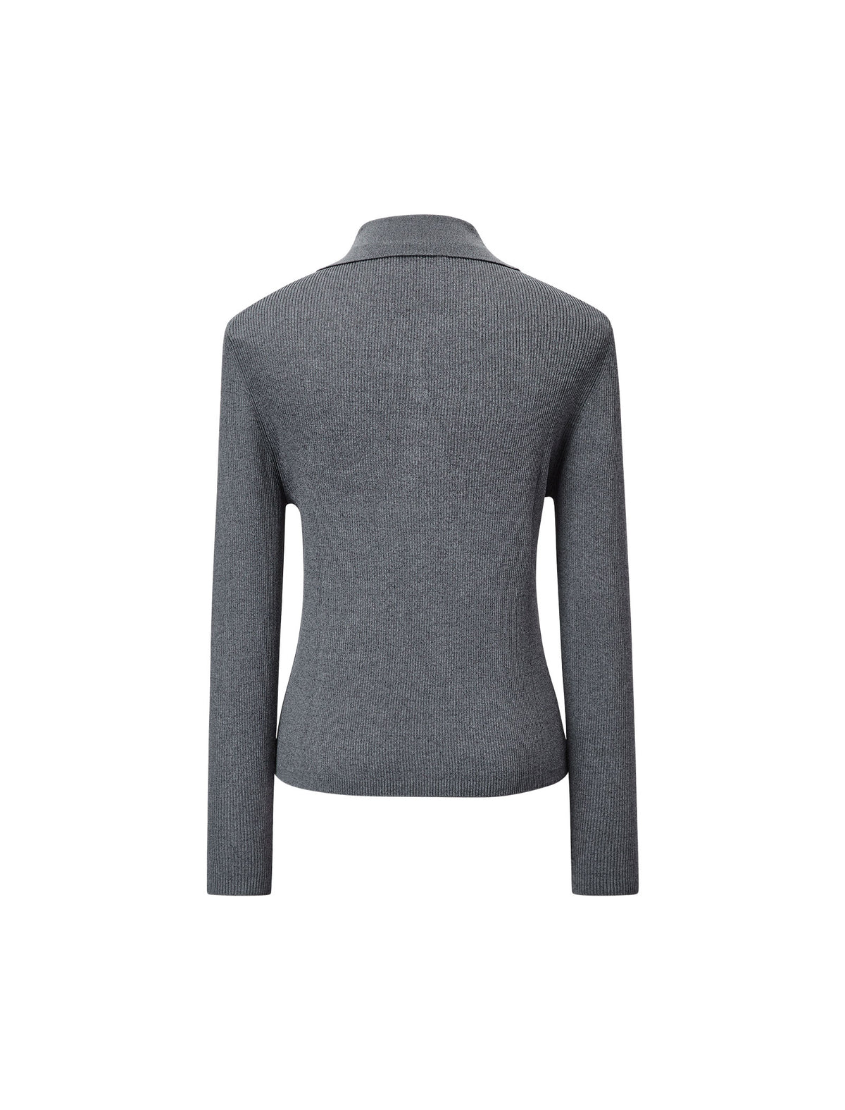 Slim Fit Polo Collar Ribbed Knit Sweater