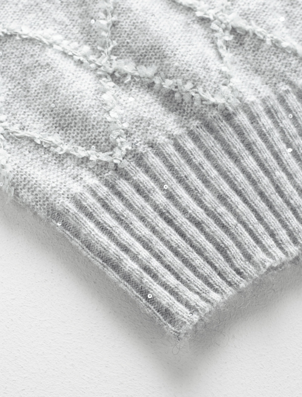 Mohair Sequins Diamond Knit Sweater