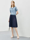 Solid Color Pleated A-Line Skirt