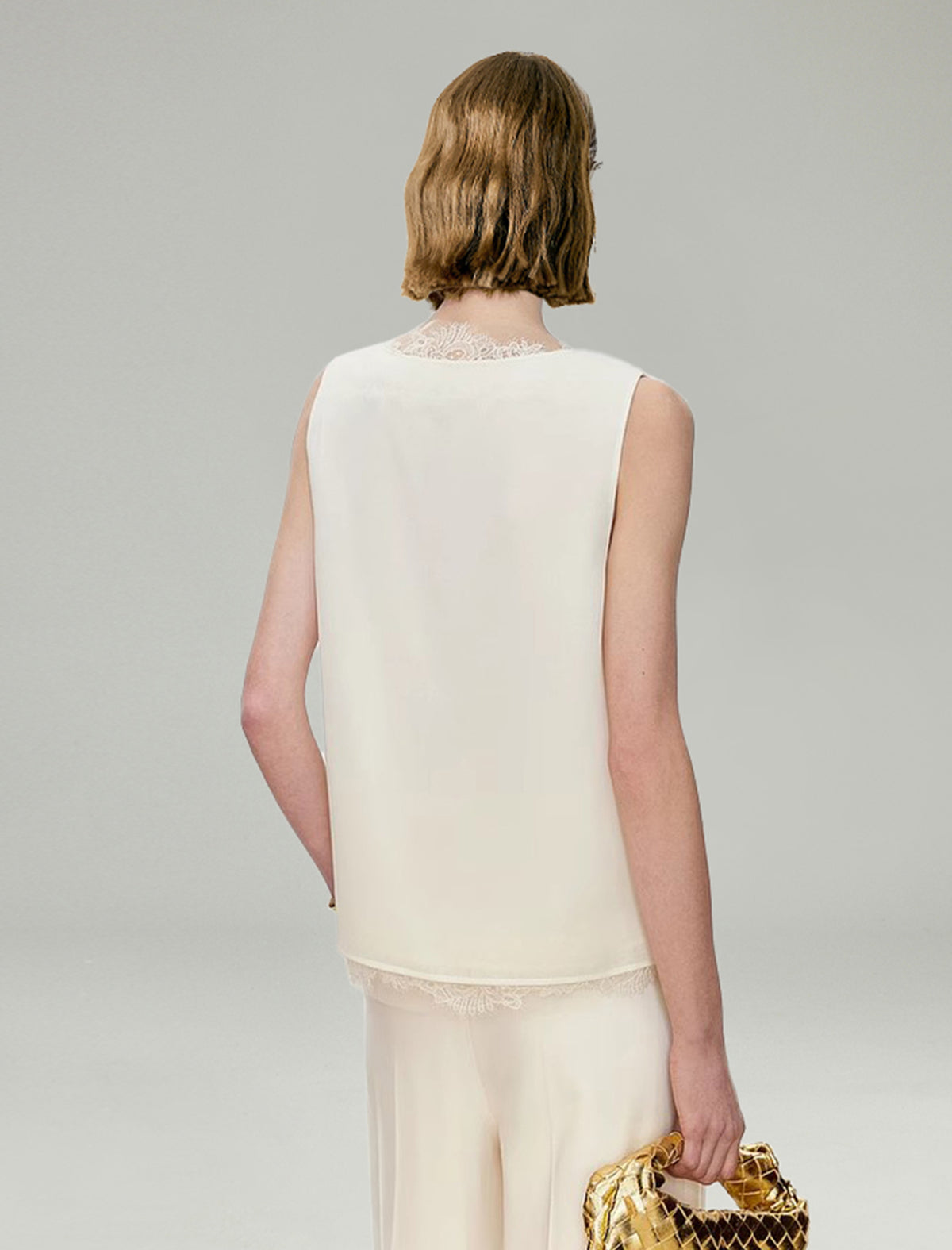 Lace Trim V-Neck Sleeveless Top