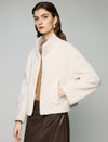 Stand-Collar Contrast-Panel Zip-Front Cropped Jacket