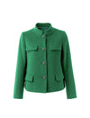 Wool Blend Button-Front Cropped Jacket