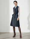 Wool Blend Sleeveless Belted Dress