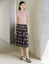 Vintage Rose Print Flare Midi Skirt