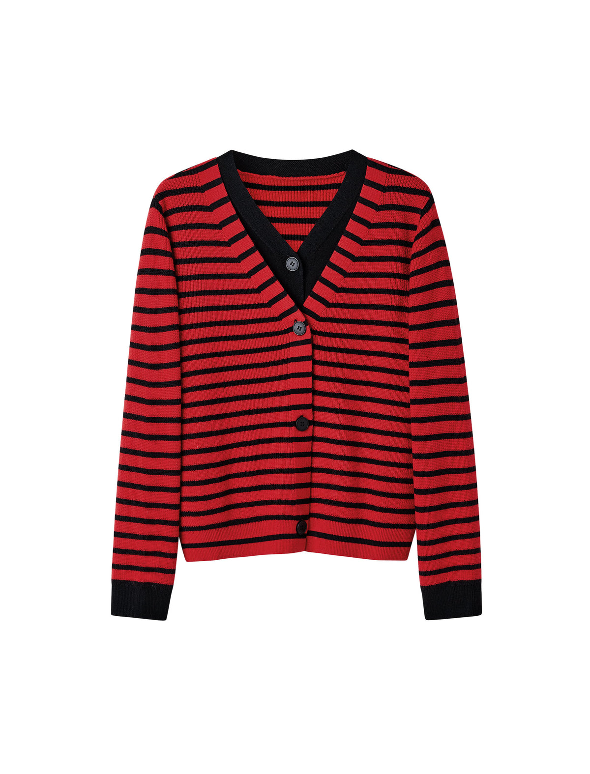 Striped V Neck Button-Front Layered Look Top