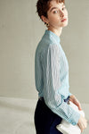 Mixed Pattern Button Down Blouse