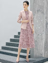 Dusty Pink Beaded Lace Midi Dress