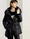 Drawstring Waist Hooded Down Jacket