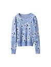 Floral Print Crew Neck Long Sleeve Knit Sweater