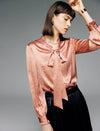 V-Neck Tie-Waist Long-Sleeve Blouse