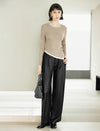 Colorblock Long Sleeve Layered-Look Asymmetric Split-Hem Top