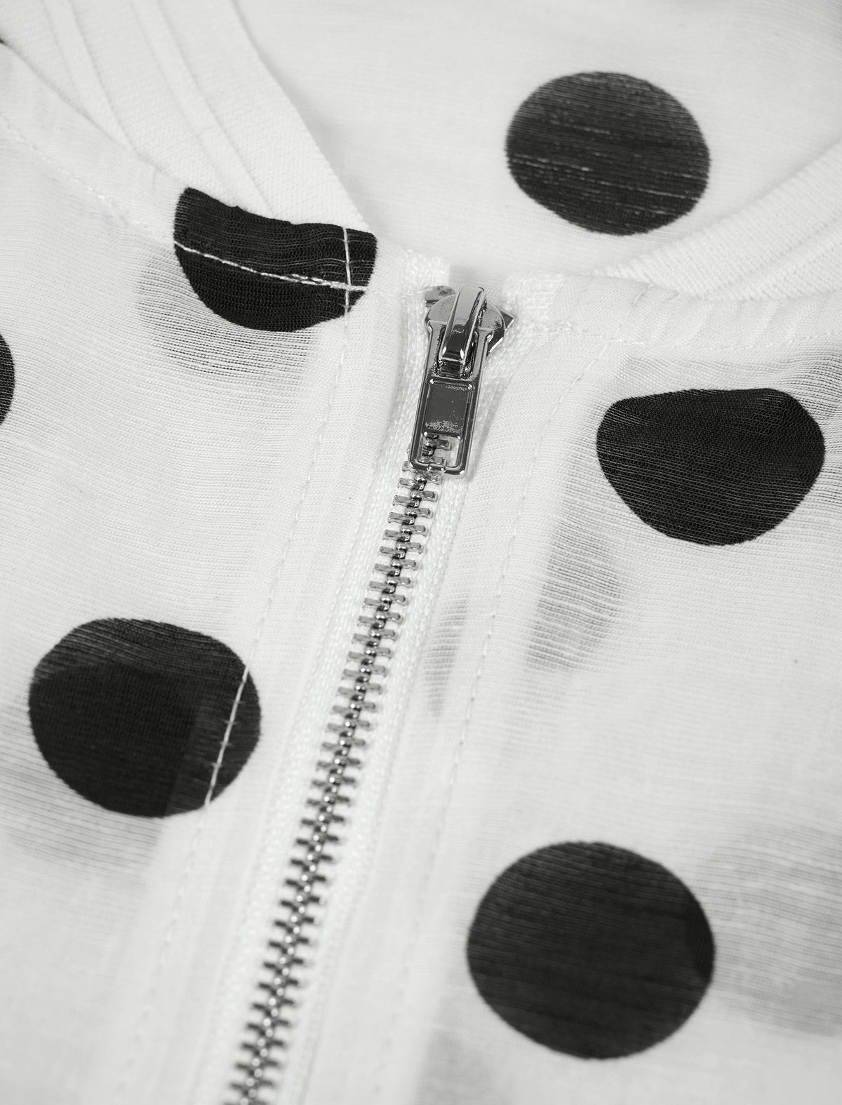 Tencel Linen Blend Polka Dot Sheer Bomber Jacket