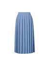 Dusty Blue Solid Permanent Pleat Midi A-Line Skirt
