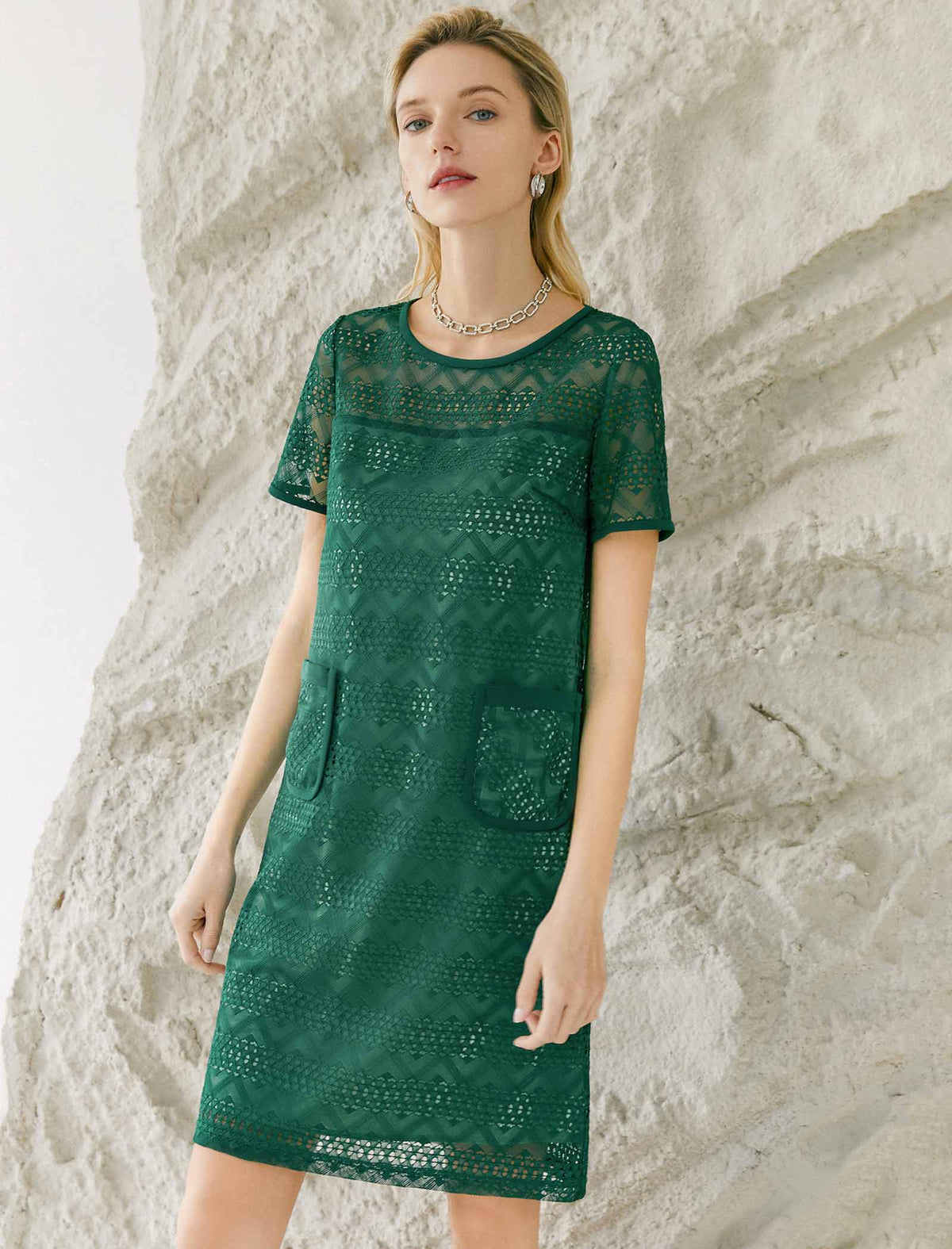 Lace Shift Above Knee Dress