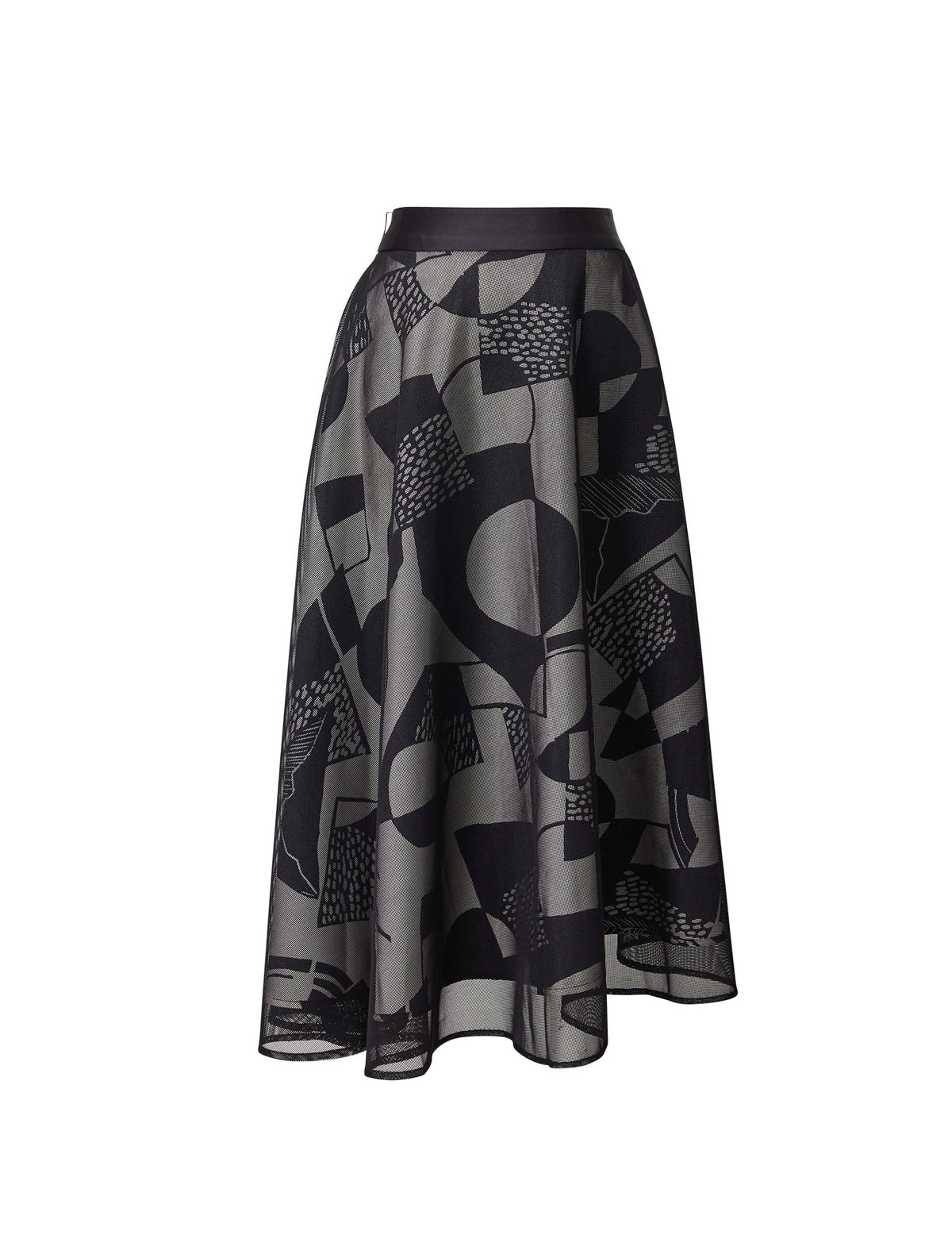 Reversible Geometric Print Mesh Detail Midi Skirt