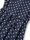 Navy Blue Polka Dot Wrap Midi Dress