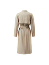 Textured Collared Button-Front Belted Trench Coat