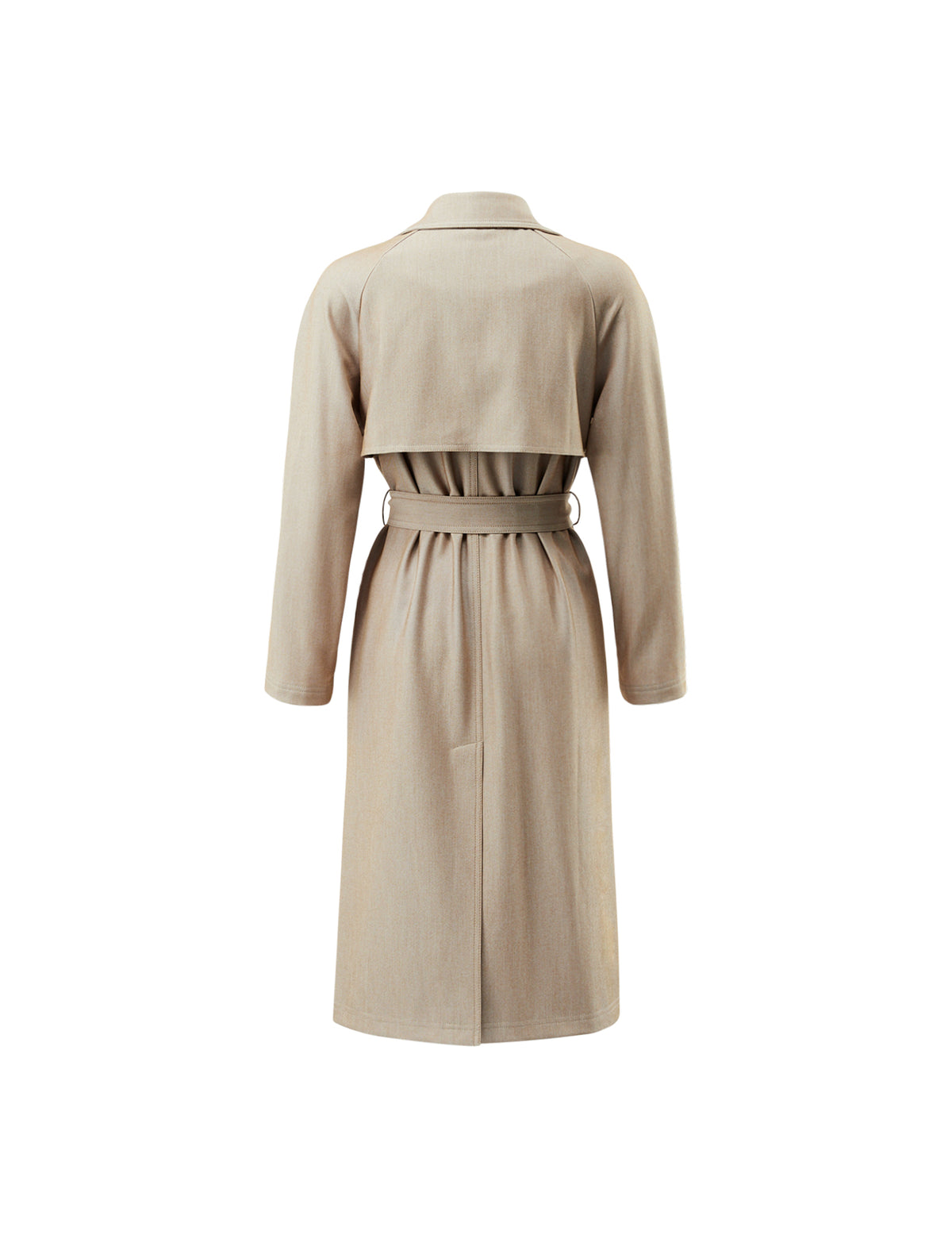 Textured Collared Button-Front Belted Trench Coat