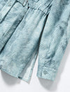 Textured Pattern Stand Collar Belt Detail Blouse