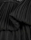 Black Lace Detail Pleated Maxi Dress