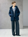 Hooded Seamless-Quilted Zip-Front Mid-Length Puffer Coat