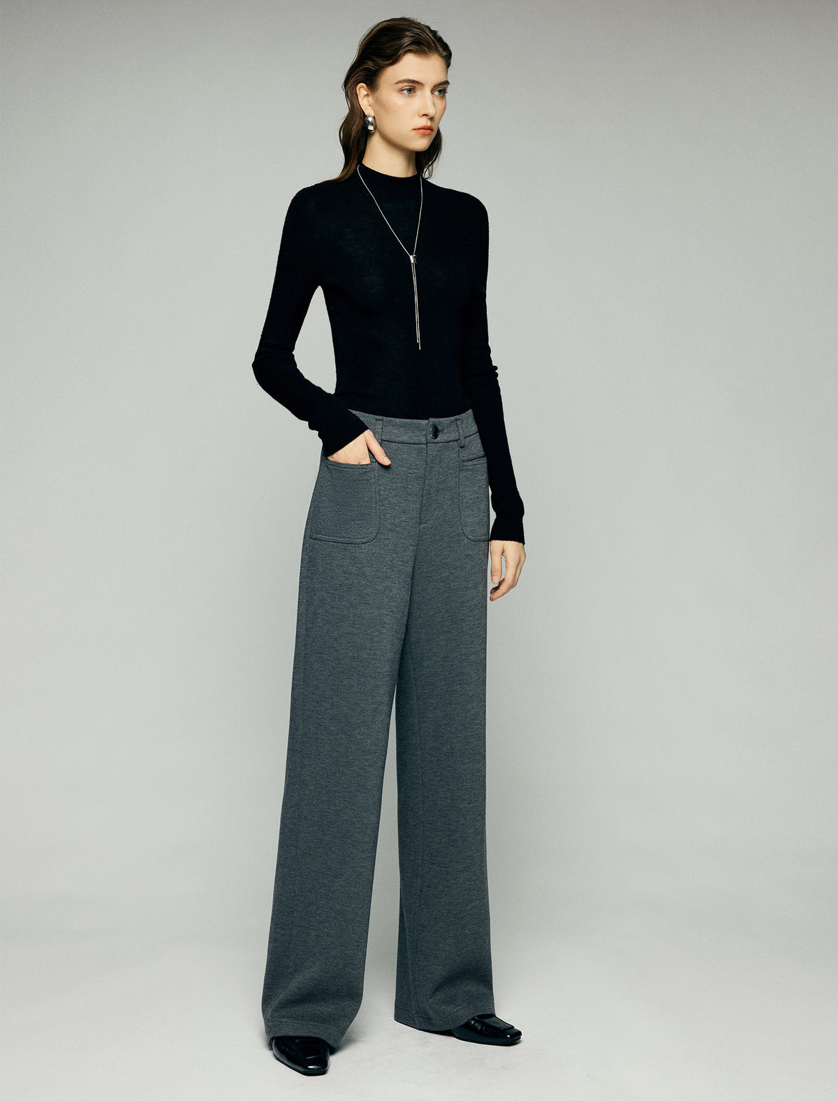 High-Waist Pocket Straight-Leg Pants
