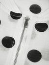 Tencel Linen Blend Polka Dot Sheer Bomber Jacket