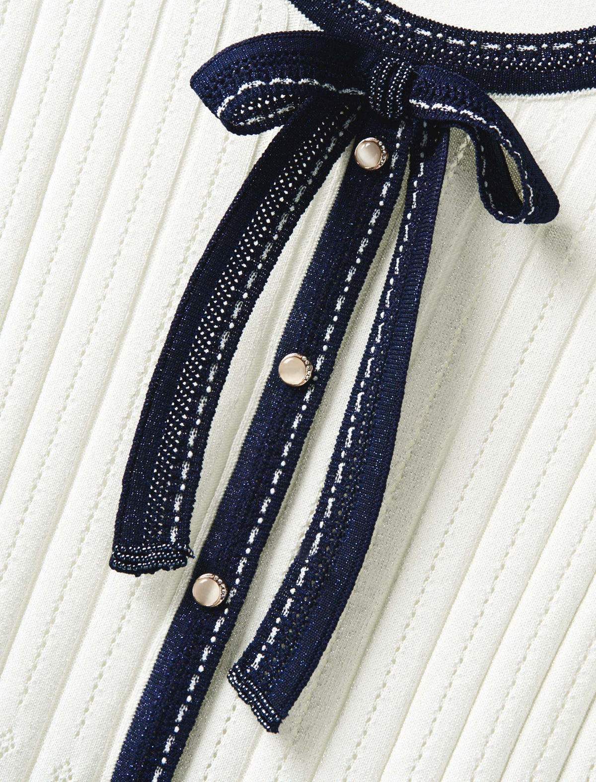 Contrast Bow Detail Knit Cardigan