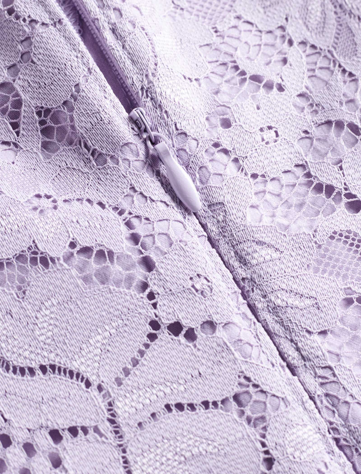 V-Neck Lilac Lace Midi Dress
