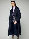 Wool Blend Notched-Lapel Double-Breasted Relaxed Long Coat