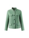 Wool Blend Button-Front Cropped Jacket