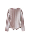 Stripe Long-Sleeve Asymmetric Wrap Top