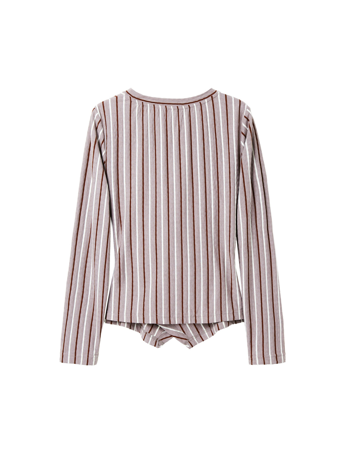 Stripe Long-Sleeve Asymmetric Wrap Top