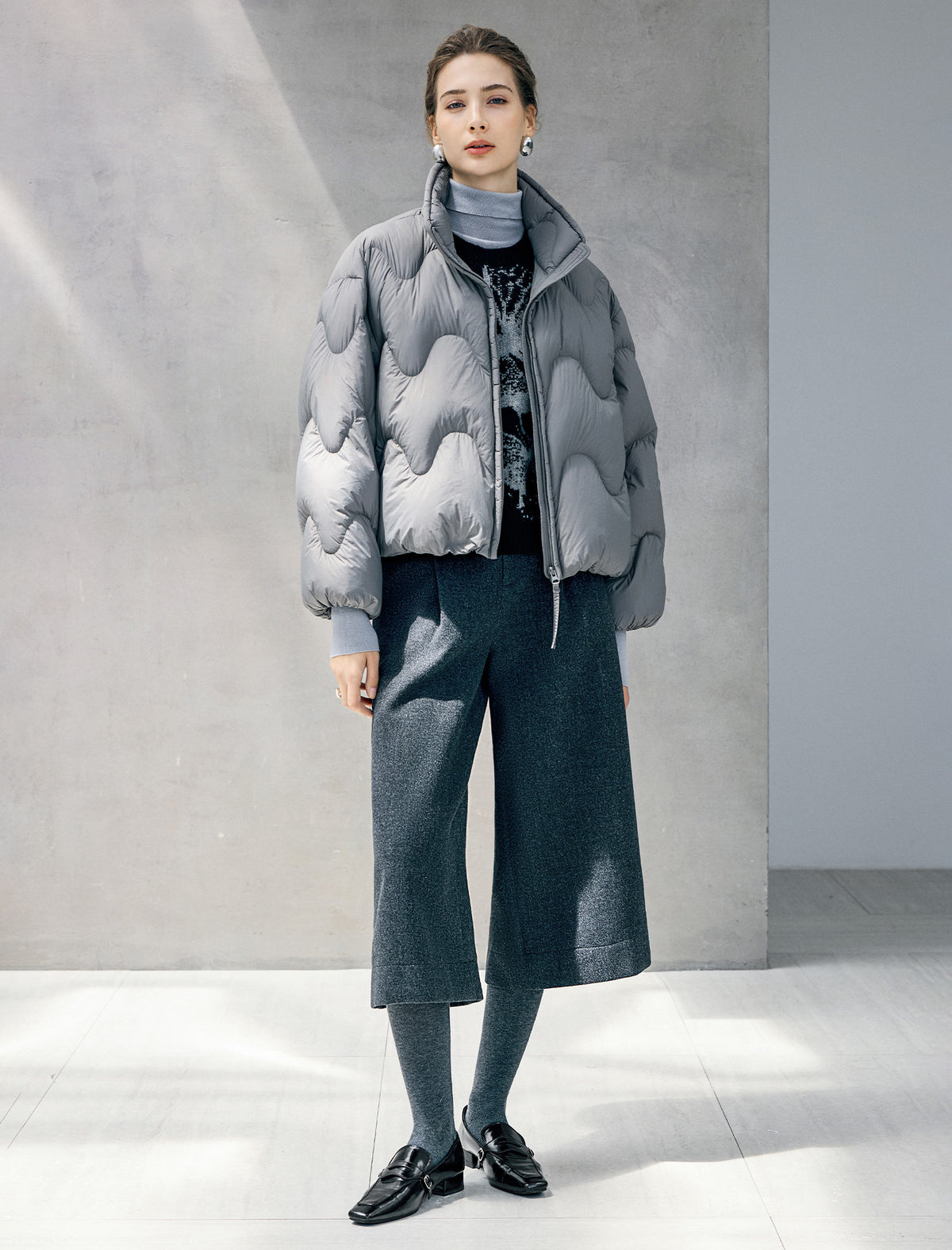 Double-Pleat Cuffed Cropped Wide-Leg Pants