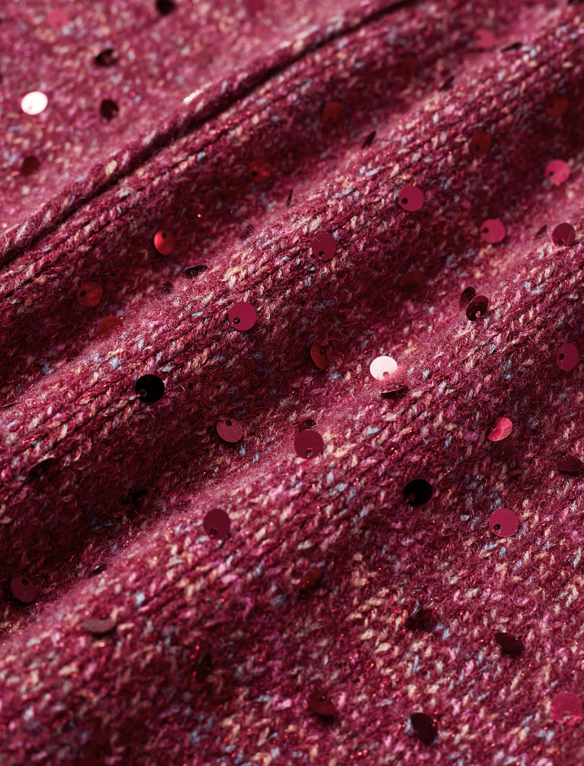Burgundy Sequin-Embellished Cardigan