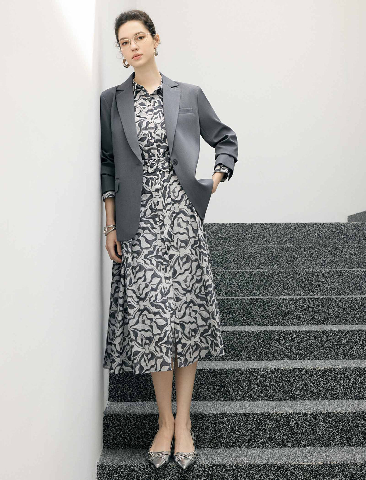 Notched Lapel Single Button Tailored Blazer