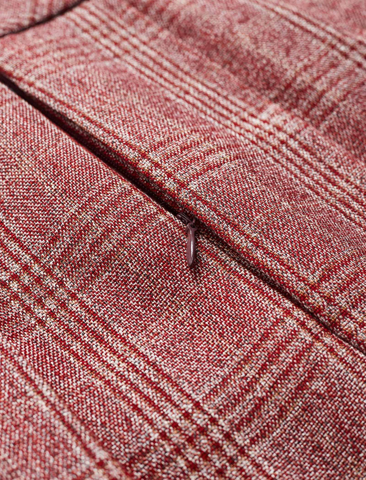 Red Plaid Pleated A-Line Midi Skirt