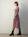Mock Neck Pleated Midi Dress