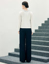 Contrast-Trim Button-Front Cardigan