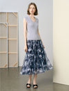 Tie-Dye Pleated Midi Skirt