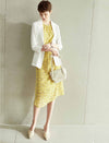 Yellow Geometric Print Sleeveless Midi Dress