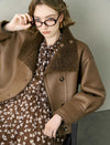 Coffee Reversible Faux Shearling Cropped Jacket