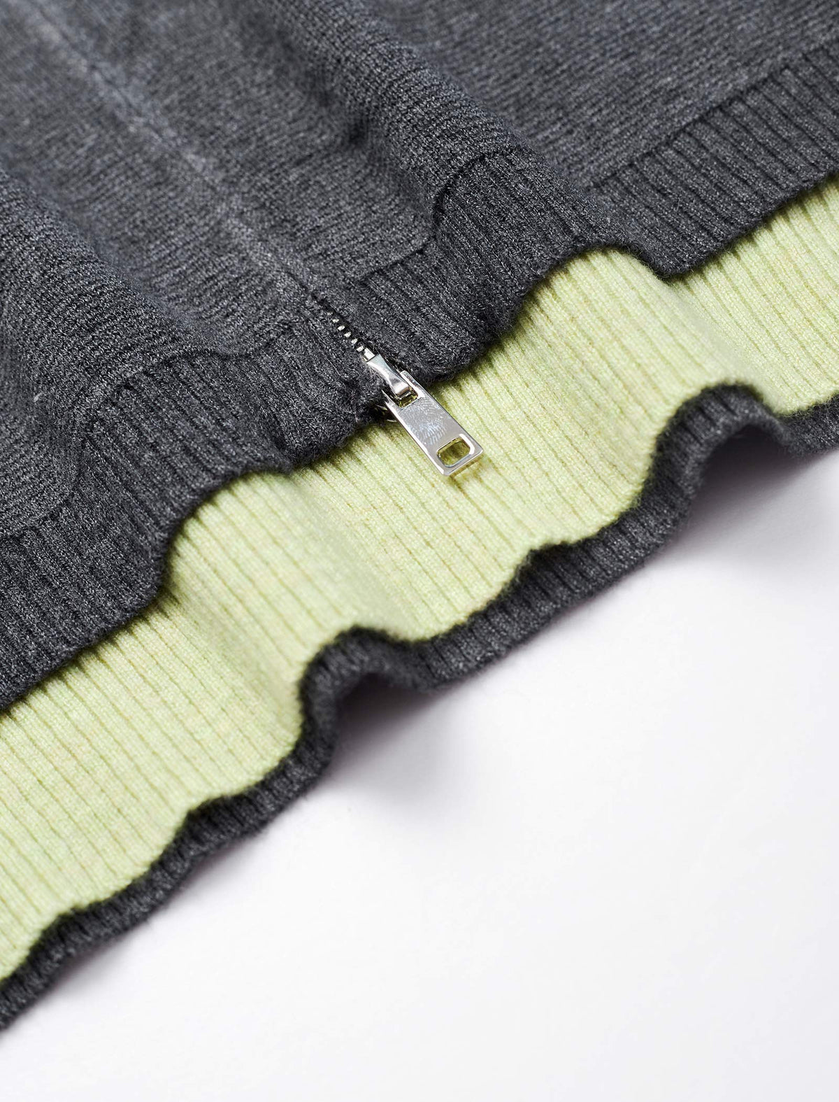 Slim Fit Zipper Layered Knit Sweater