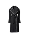 Wool Blend Contrast-Stitch Long Coat