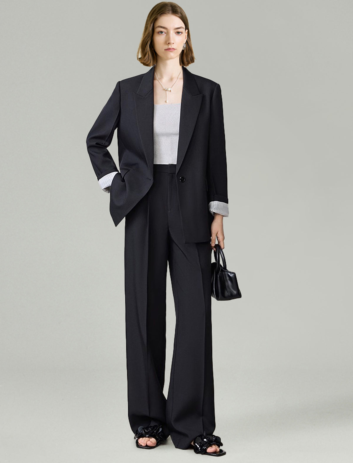 One Button Relaxed Fit Blazer