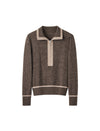 Half‑Zip Ribbed Wool Blend Sweater with Contrast Trim