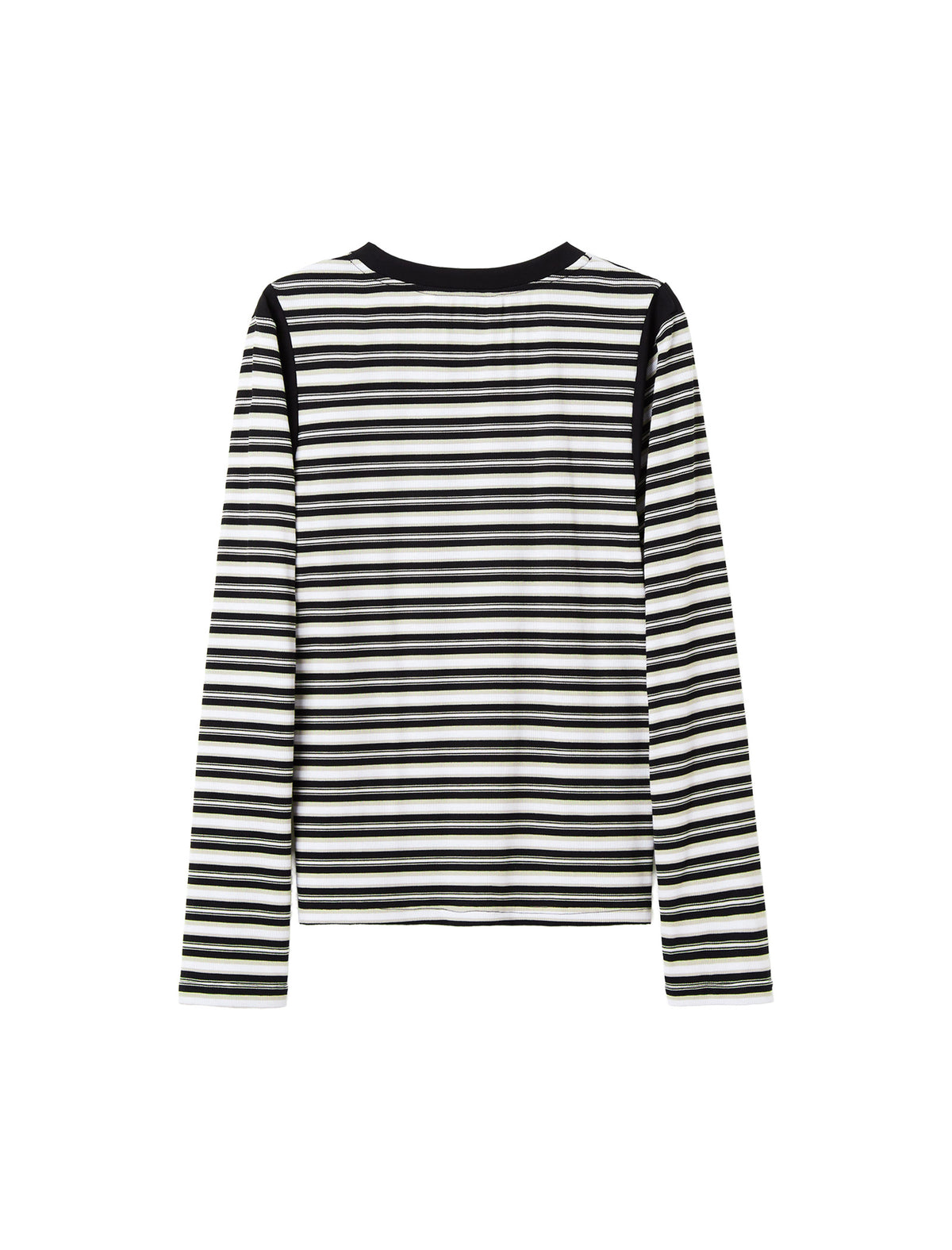 Striped Contrast-Panel Long-Sleeve Knit Top