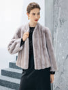 Long-sleeved open-front shearling coat