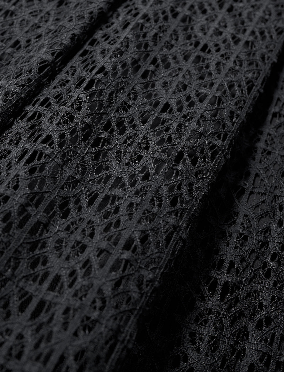 Embellished Trim Black Lace Midi Dress